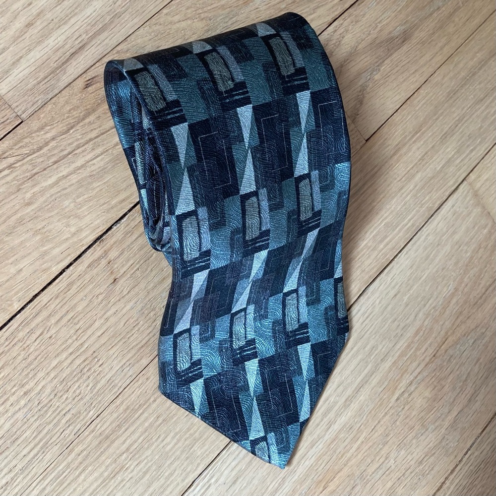 EUC Vintage silk tie Today’s Man Green print